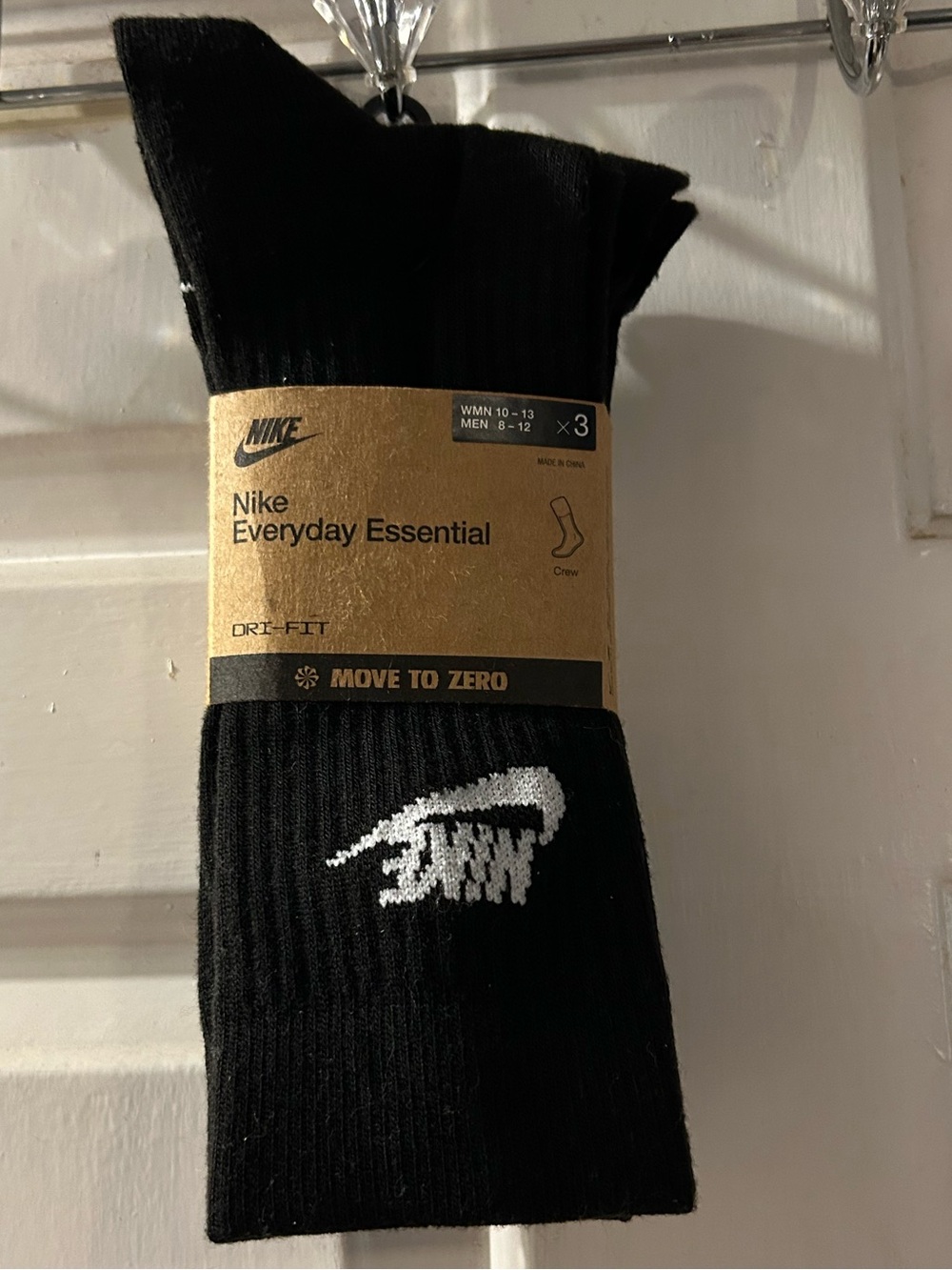 Nike Black Crew Socks with White Swoosh - 3 Pack
